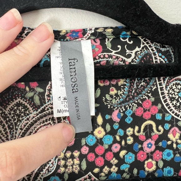 Famosa Sheer Paisley Tie-Front Kimono Top Size M Made in USA - Picture 5 of 6